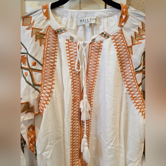 Hale Bob Los Angeles Terra Embroidered Top L - Picture 3 of 12